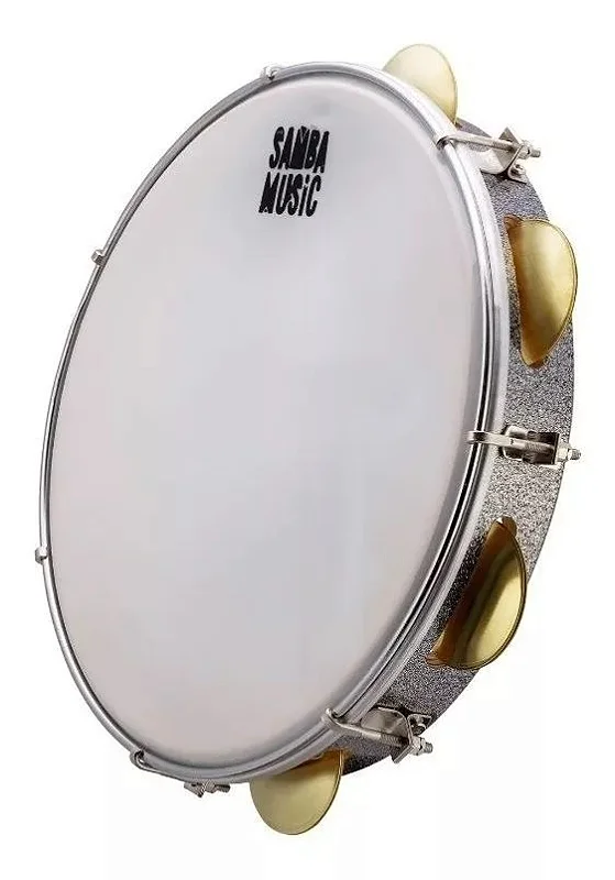 Pandeiro Samba Music Phx Pele 10'' leitosa Madeira Pvc 